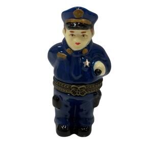 Porcelain Police Officer Hinged Trinket Box.